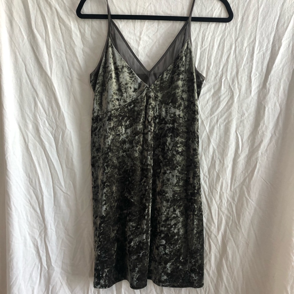 Velvet olive slip dress
